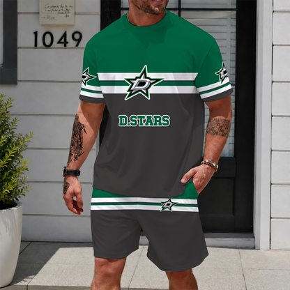 [SUPER SALE] NEW CUSTOMIZED NHL15 DLS DALLAS STARS UNISEX T-SHIRT & SHORTS SET