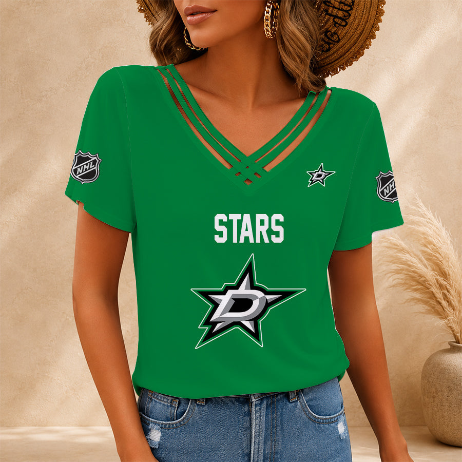 [SUPER SALE] NEW CUSTOMIZED NHL15 DLS DALLAS STARS V-NECK SHIRT