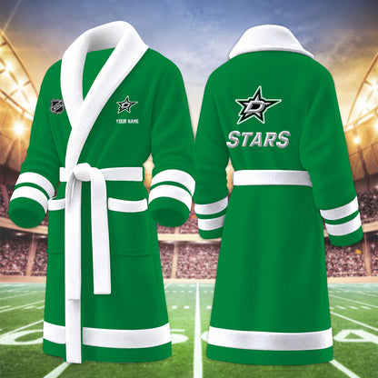 [SUPER SALE] NEW CUSTOMIZED NHL15 DLS DALLAS STARS MULTICOLOR FLEECE BATHROBE