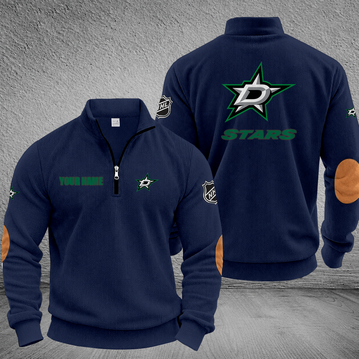 [SUPER SALE] NEW CUSTOMIZED NHL15 DLS DALLAS STARS MULTICOLOR STRIPED QUATER ZIP SWEATSHIRT