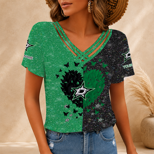 [SUPER SALE] NEW CUSTOMIZED NHL15 DLS DALLAS STARS V-NECK SHIRT