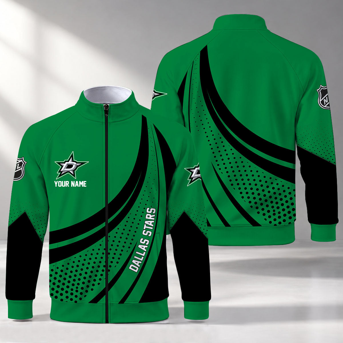 [SUPER SALE] NEW CUSTOMIZED NHL15 DLS DALLAS STARS STAND COLLAR JACKET