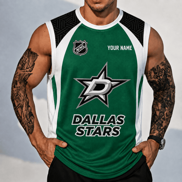 [SUPER SALE] NEW CUSTOMIZED NHL15 DLS DALLAS STARS TANK TOP & GYM SHIRT
