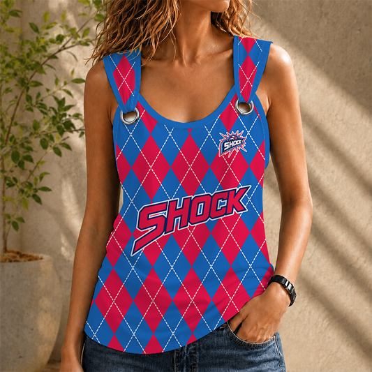 [FAN FAVORITE] NEW CUSTOMIZED WNBA15 DTS DETROIT SHOCK O-RING SHOULDER TANK TOP