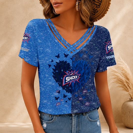 [FAN FAVORITE] NEW CUSTOMIZED WNBA15 DTS DETROIT SHOCK V-NECK SHIRT