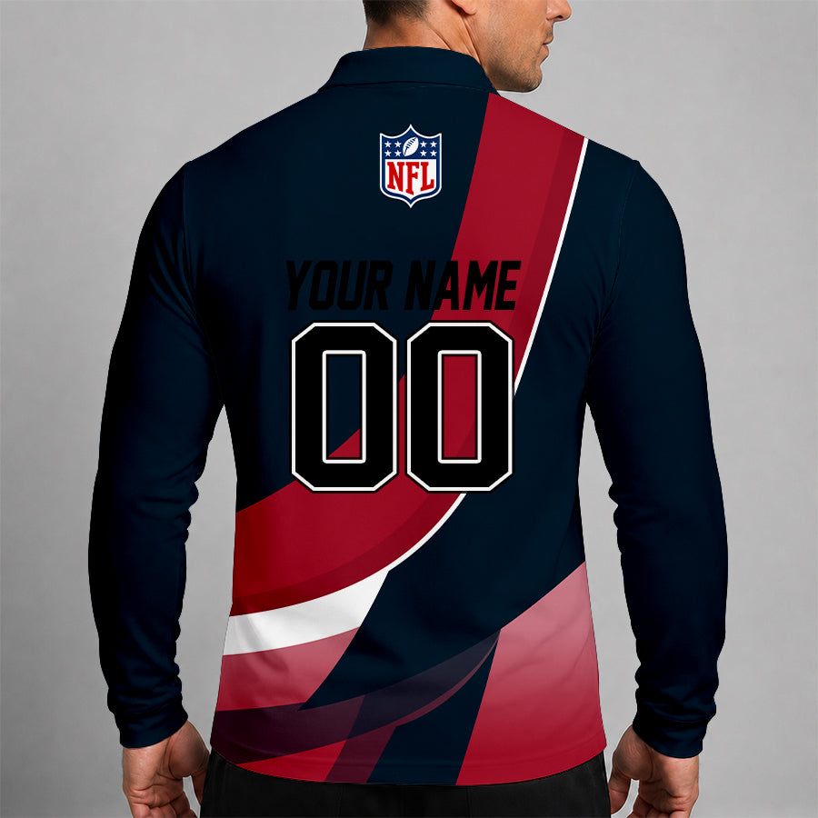 [SPECIAL OFFER] NEW CUSTOMIZED NFL15 HTT HOUSTON TEXANS LONG SLEEVE POLO SHIRT
