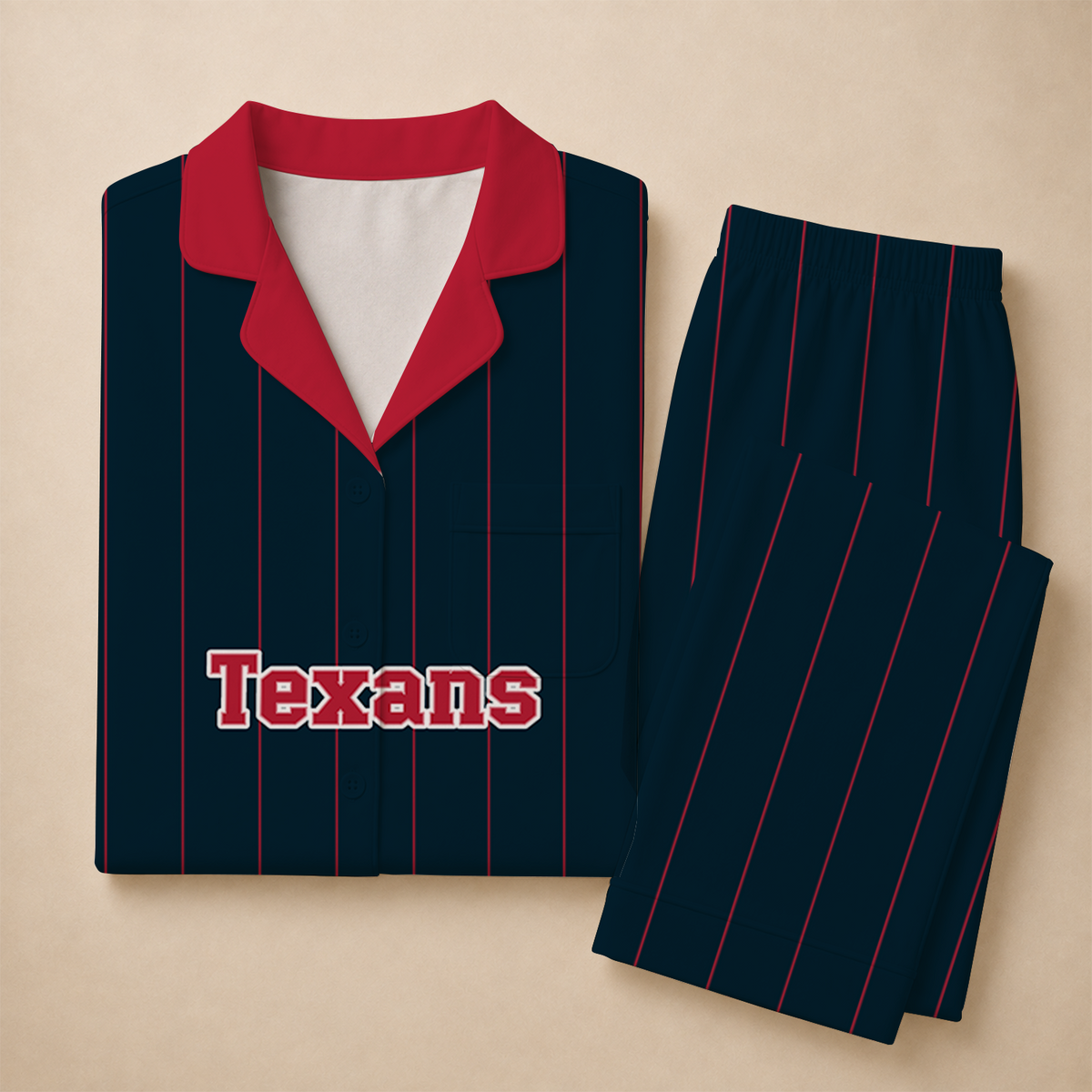 [SPECIAL OFFER] NEW CUSTOMIZED NFL15 HTT HOUSTON TEXANS SHORT SLEEVE & LONG PANTS PAJAMAS SET