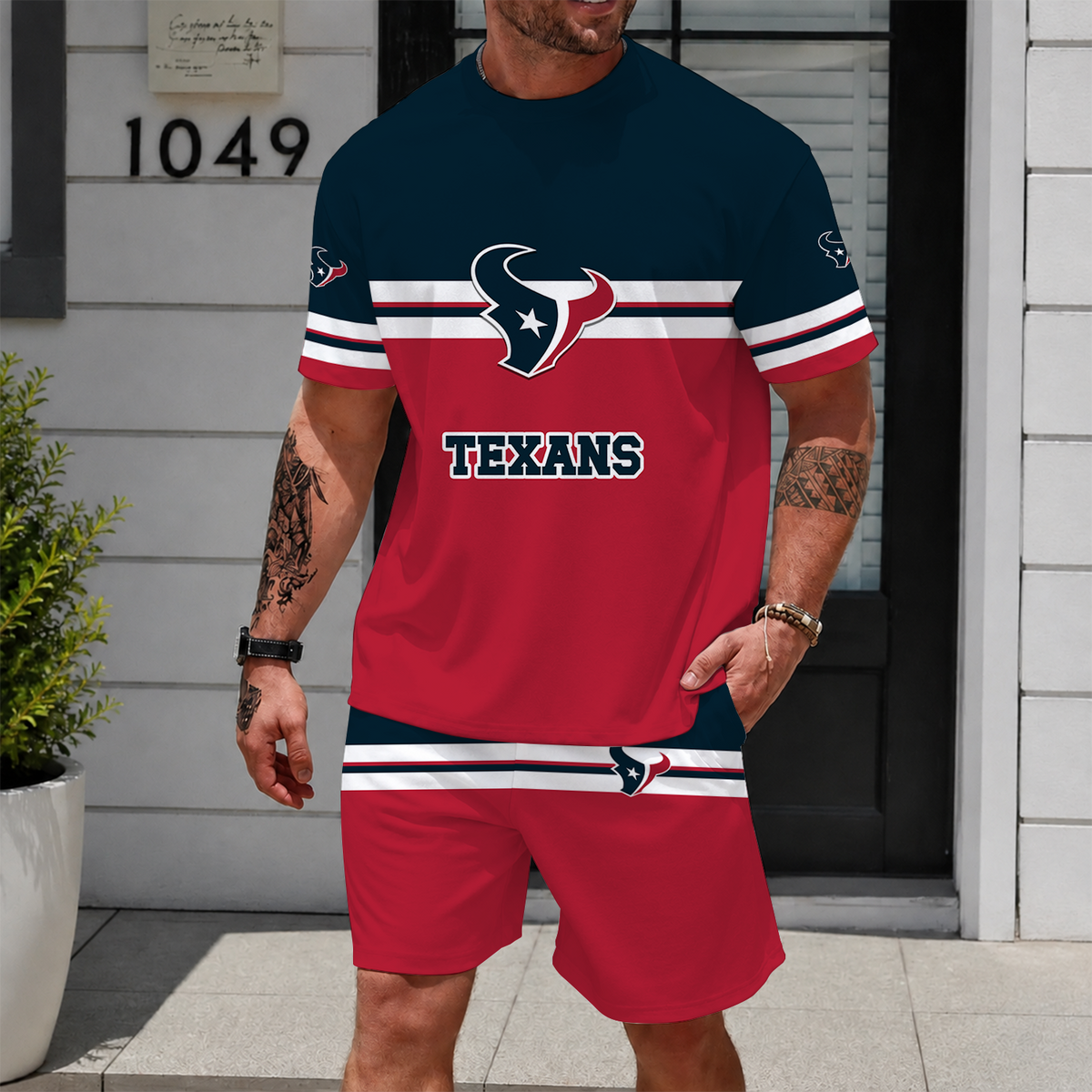 [SPECIAL OFFER] NEWCUSTOMIZED NFL15 HTT HOUSTON TEXANS UNISEX T-SHIRT & SHORTS SET