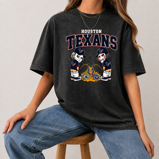[SPECIAL OFFER] NEW CUSTOMIZED NFL15 HTT HOUSTON TEXANS FUNNY MULTICOLOR WASHED TEE