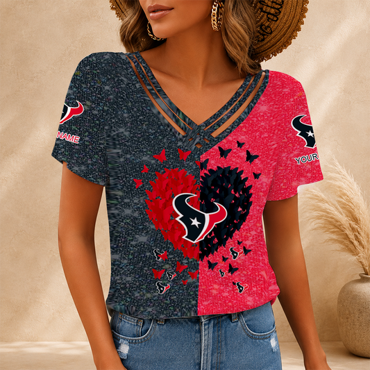 [SPECIAL OFFER] NEW CUSTOMIZED NFL15 HTT HOUSTON TEXANS V-NECK SHIRT