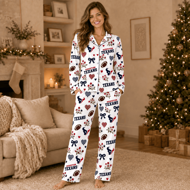 [SPECIAL OFFER] NEW CUSTOMIZED NFL15 HTT HOUSTON TEXANS HALLOWEEN LONG PAJAMAS SET