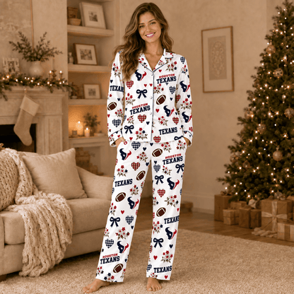 [SPECIAL OFFER] NEW CUSTOMIZED NFL15 HTT HOUSTON TEXANS HALLOWEEN LONG PAJAMAS SET