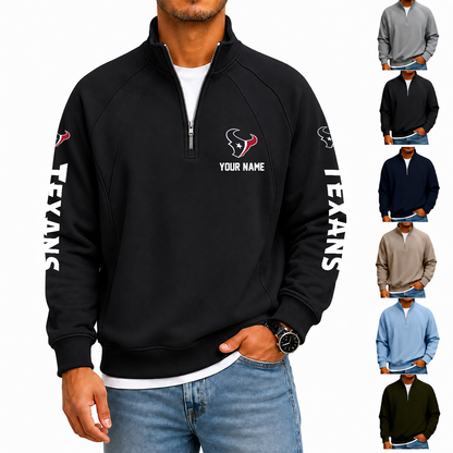 [SPECIAL OFFER] NEW CUSTOMIZED NFL15 HTT HOUSTON TEXANS MEN'S QUARTER ZIP PULLOVER