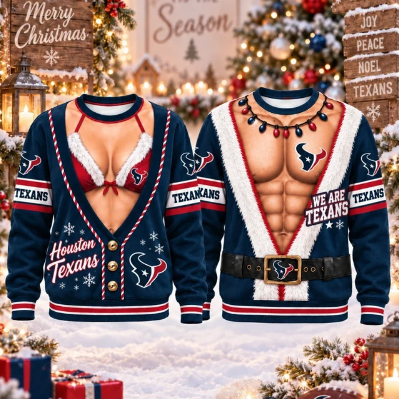 [SPECIAL OFFER] NEW CUSTOMIZED NFL15 HTT HOUSTON TEXANS CHRISTMAS UNISEX SWEATSHIRT