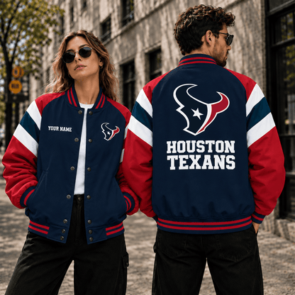 [SPECIAL OFFER] NEW CUSTOMIZED NFL15 HTT HOUSTON TEXANS SATIN VARSITY & BASEBALL JACKET