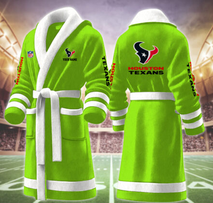 [SPECIAL OFFER] NEW CUSTOMIZED NFL15 HTT HOUSTON TEXANS MULTICOLOR FLEECE BATHROBE