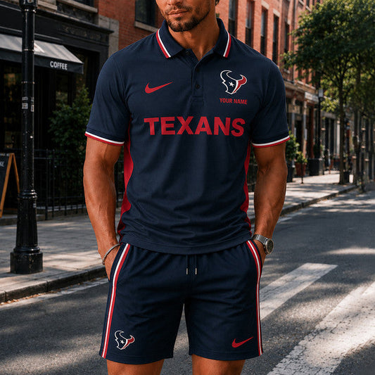 [SPECIAL OFFER] NEW CUSTOMIZED NFL15 HTT HOUSTON TEXANS POLO SHIRT & SHORT PANTS