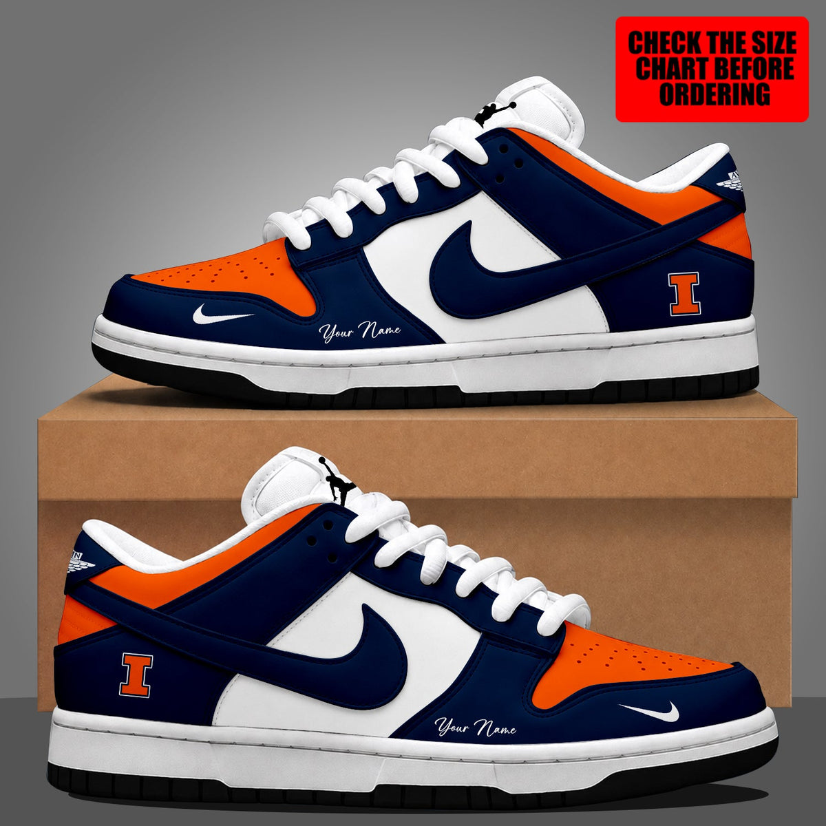 [FAN FAVORITE] NEW CUSTOMIZED NCAA MAM15 IFI ILLINOIS FIGHTING ILLINI STRAPPY DUNK LOW SHOES