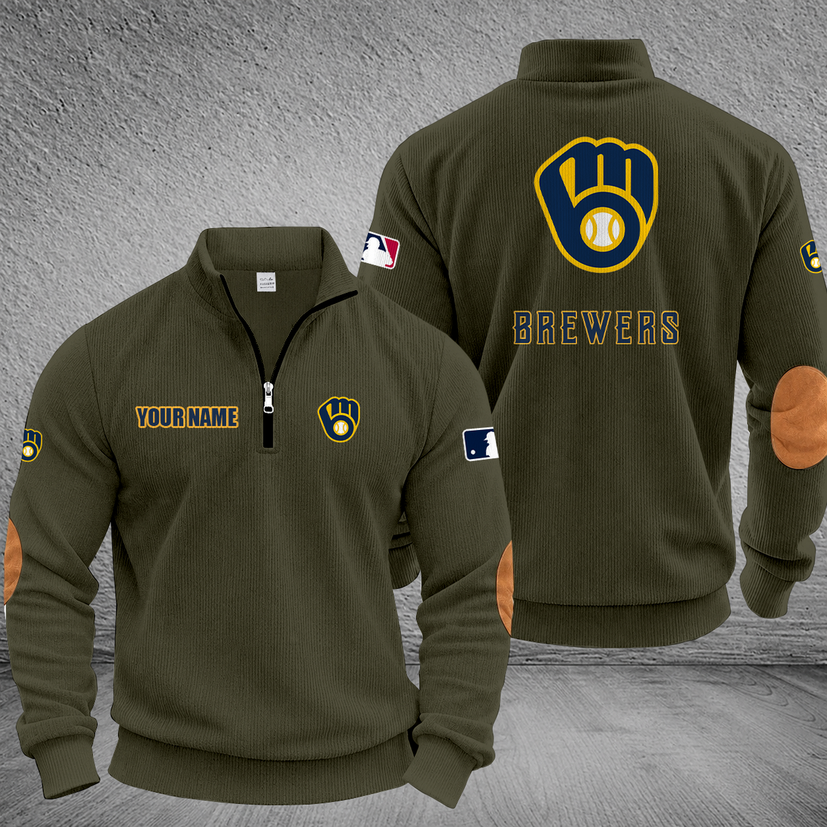 [FLASH SALE] NEW CUSTOMIZED MLB15 MBS MILWAUKEE BREWERS MULTICOLOR STRIPED QUATER ZIP SWEATSHIRT