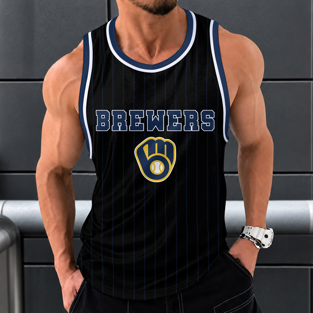 [FLASH SALE] NEW CUSTOMIZED MLB15 MBS MILWAUKEE BREWERS UNISEX TANK TOP