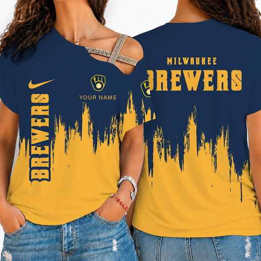 [FLASH SALE] NEW CUSTOMIZED MLB15 MBS MILWAUKEE BREWERS SHOULDER SHIRT