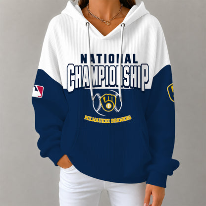 [FLASH SALE] NEW CUSTOMIZED MLB15 MBS MILWAUKEE BREWERS RIBBED HOODIE & SWEATSHIRT