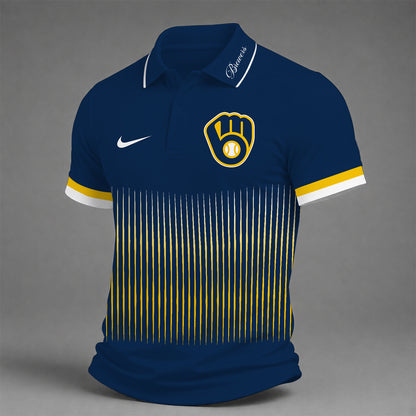 [FLASH SALE] NEW CUSTOMIZED MLB15 MBS MILWAUKEE BREWERS POLO SHIRT
