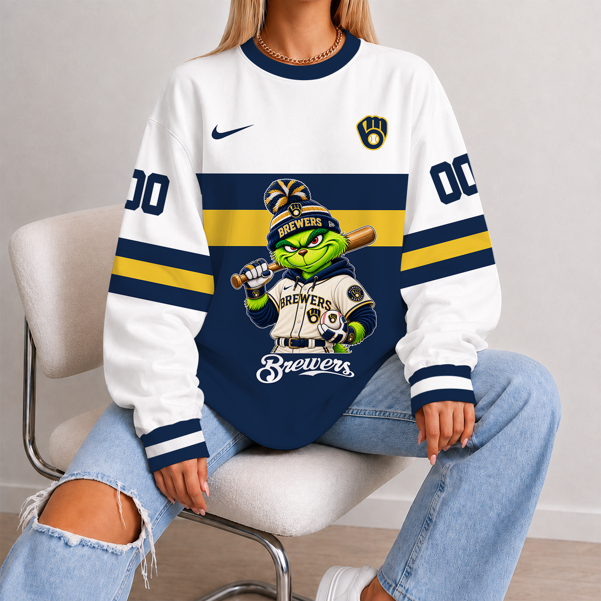 [FLASH SALE] NEW CUSTOMIZED MLB15 MBS MILWAUKEE BREWERS UNISEX SWEATSHIRT