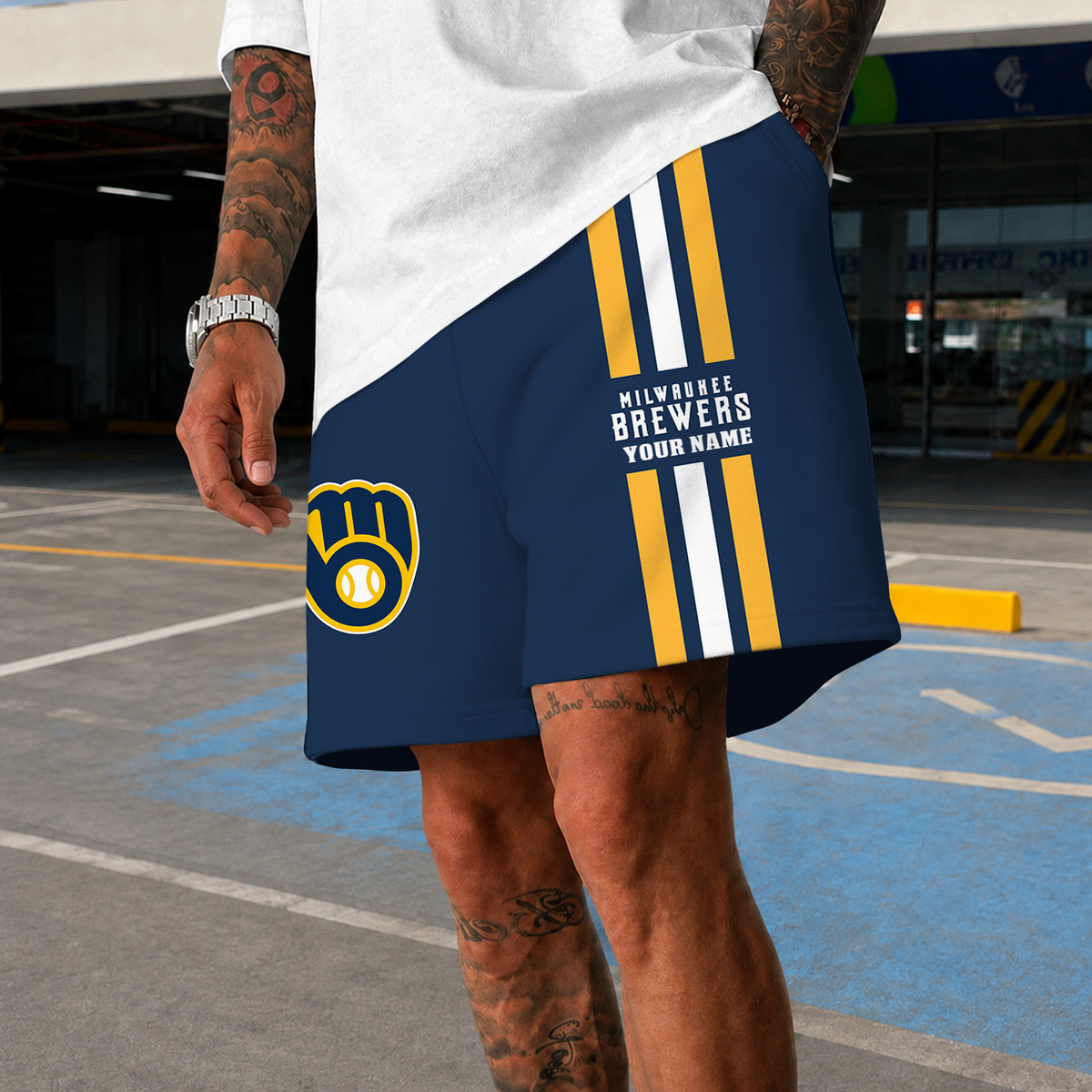 [FLASH SALE] NEW PREMIUM MLB15 MBS MILWAUKEE BREWERS SHORT PANTS