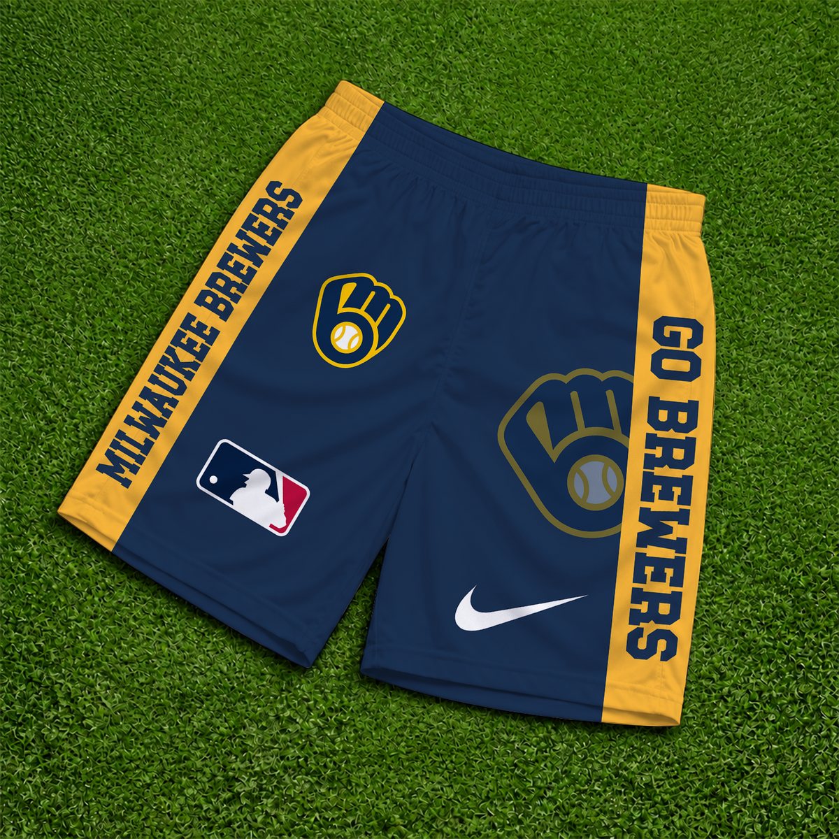 [FLASH SALE] NEW PREMIUM MLB15 MBS MILWAUKEE BREWERS SHORT PANTS