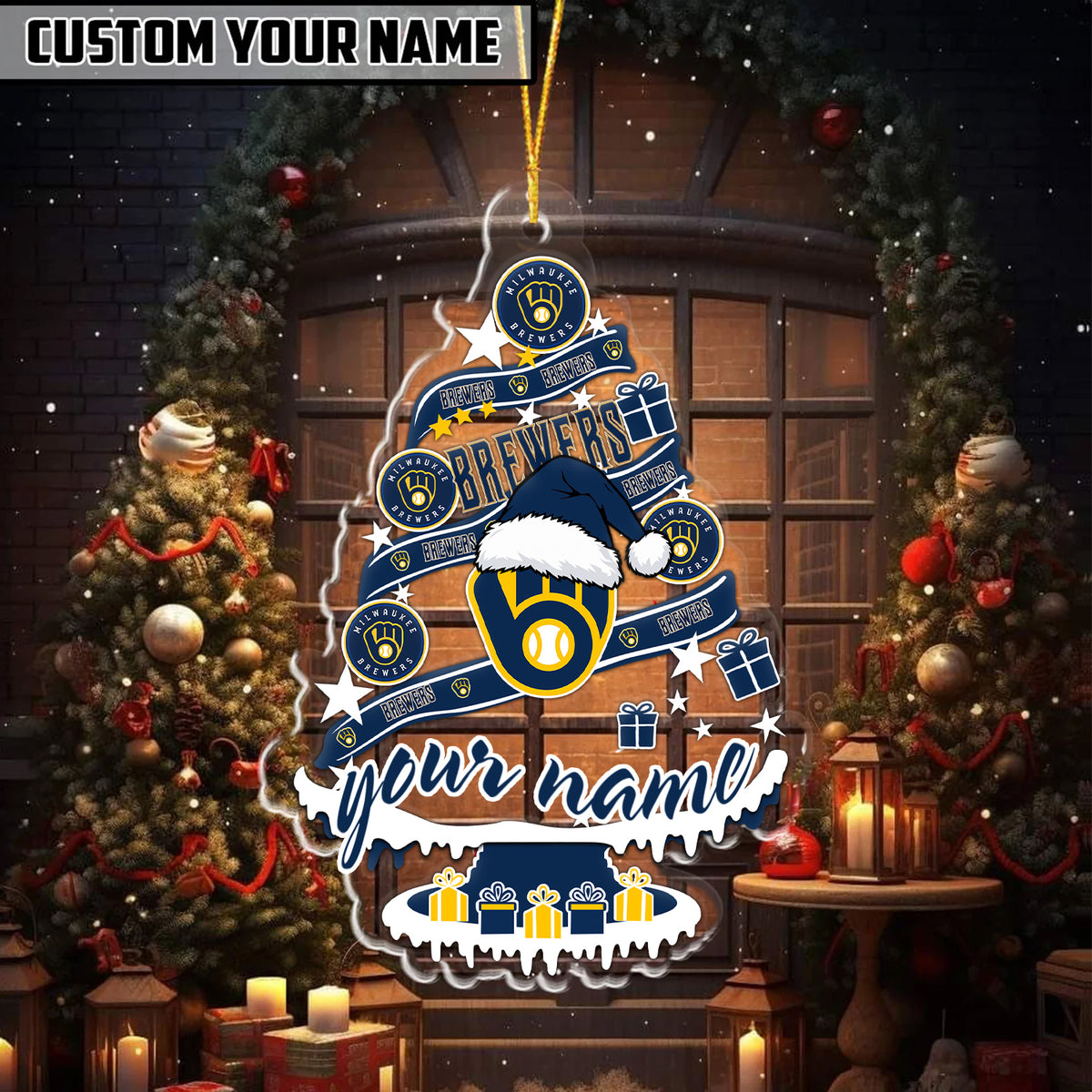 [FLASH SALE] NEW CUSTOMIZED MLB15 MBS MILWAUKEE BREWERS CHRISTMAS ACRYLIC ORNAMENT