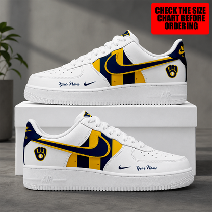 [FLASH SALE] NEW CUSTOMIZED MLB15 MBS MILWAUKEE BREWERS AF1 SHOES