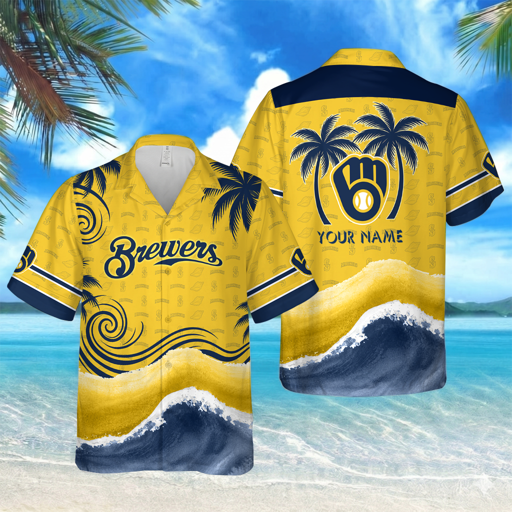 [FLASH SALE] NEW CUSTOMIZED MLB15 MBS MILWAUKEE BREWERS UNISEX HAWAIIAN SHIRT