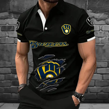 [FLASH SALE] NEW CUSTOMIZED MLB15 MBS MILWAUKEE BREWERS POLO SHIRT