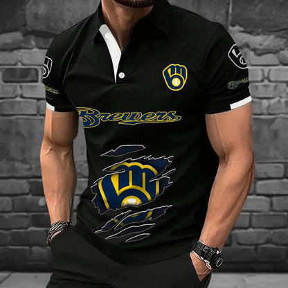 [FLASH SALE] NEW CUSTOMIZED MLB15 MBS MILWAUKEE BREWERS POLO SHIRT
