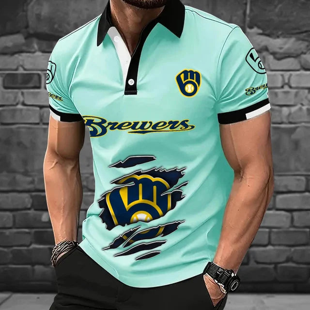 [FLASH SALE] NEW CUSTOMIZED MLB15 MBS MILWAUKEE BREWERS POLO SHIRT