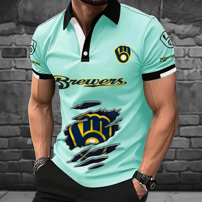 [FLASH SALE] NEW CUSTOMIZED MLB15 MBS MILWAUKEE BREWERS POLO SHIRT