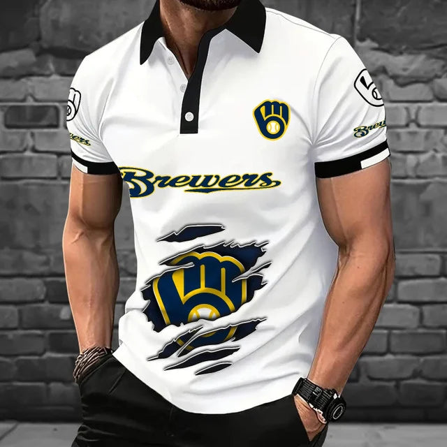 [FLASH SALE] NEW CUSTOMIZED MLB15 MBS MILWAUKEE BREWERS POLO SHIRT