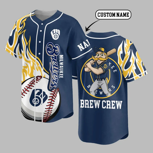 [FLASH SALE] NEW CUSTOMIZED MLB15 MBS MILWAUKEE BREWERS BASEBALL JERSEY