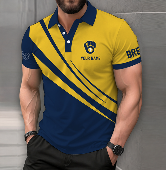 [FLASH SALE] NEW CUSTOMIZED MLB15 MBS MILWAUKEE BREWERS POLO SHIRT