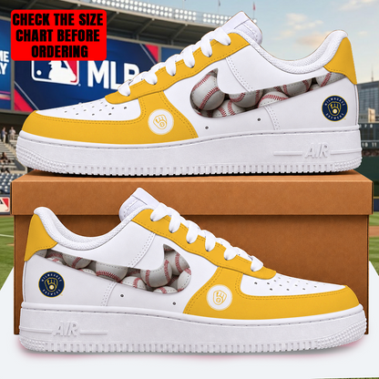 [FLASH SALE] NEW CUSTOMIZED MLB15 MBS MILWAUKEE BREWERS AF1 SHOES
