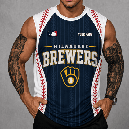 [FLASH SALE] NEW CUSTOMIZED MLB15 MBS MILWAUKEE BREWERS TANK TOP & GYM SHIRT
