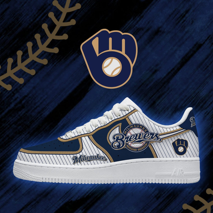 [FLASH SALE] NEW CUSTOMIZED MLB15 MBS MILWAUKEE BREWERS AF1 SHOES
