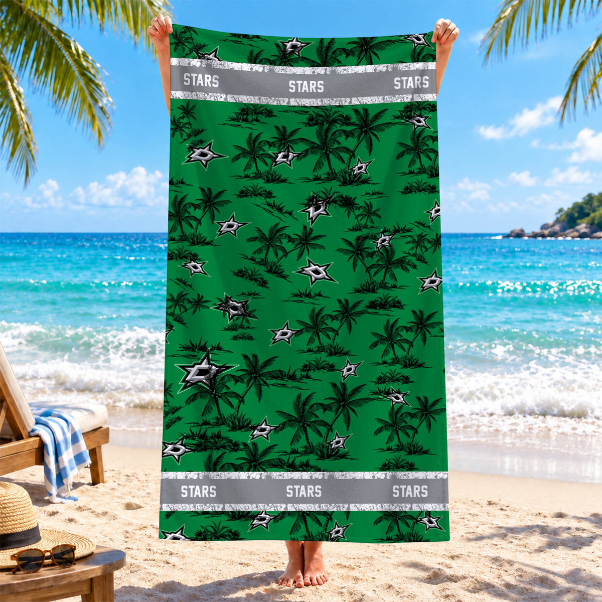 [SUPER SALE] NEW CUSTOMIZED NHL15 DLS DALLAS STARS BEACH TOWEL