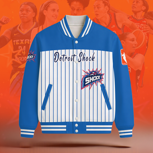 [FAN FAVORITE] NEW CUSTOMIZED WNBA15 DTS DETROIT SHOCK BASEBALL JACKET