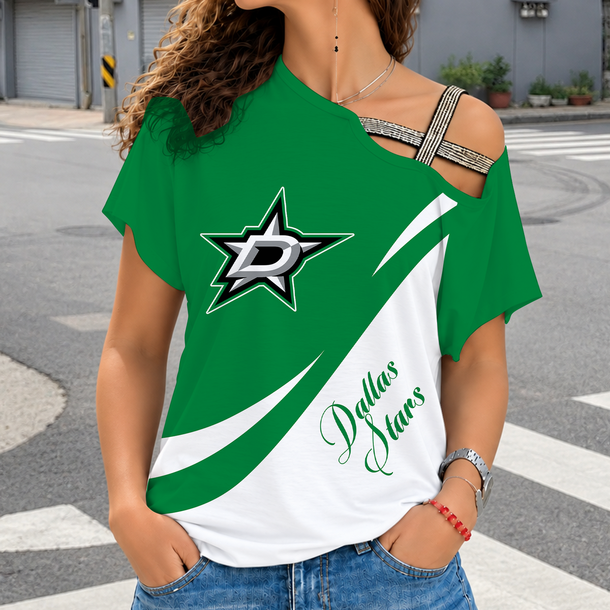 [SUPER SALE] NEW CUSTOMIZED NHL15 DLS DALLAS STARS SHOULDER SHIRT