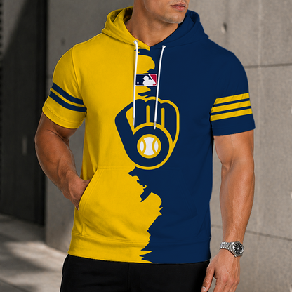 [FLASH SALE] NEW CUSTOMIZED MLB15 MBS MILWAUKEE BREWERS SHORT SLEEVE HOODIE