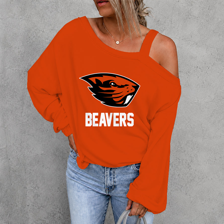 [FAN FAVORITE] NEW CUSTOMIZED NCAA CWS15 OGB OREGON STATE BEAVERS WOMEN'S OFF-SHOULDER LONG SLEEVE SHIRT