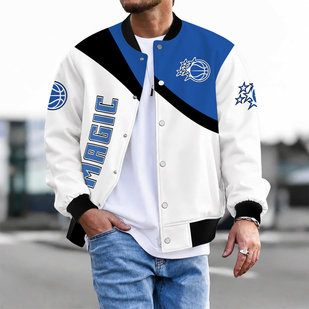 [HOT DEAL] NEW CUSTOMIZED NBA15 OMA ORLANDO MAGIC BASEBALL JACKET, SATIN VARSITY JACKET