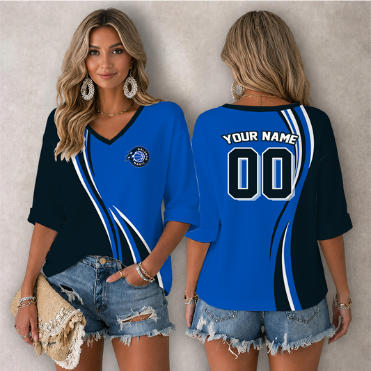 [HOT DEAL] NEW CUSTOMIZED NBA15 OMA ORLANDO MAGIC WOMEN'S HEART V-NECK LONG SLEEVE SHIRT